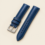 Blue Ostrich Leg Leather Watch Strap – Handstitched, Padded