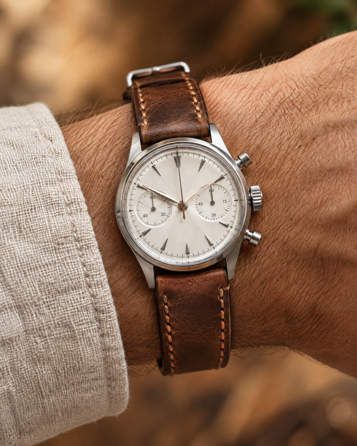 Vintage Brown Waxed Pull-Up Leather Watch Strap Cowhide – Handstitched