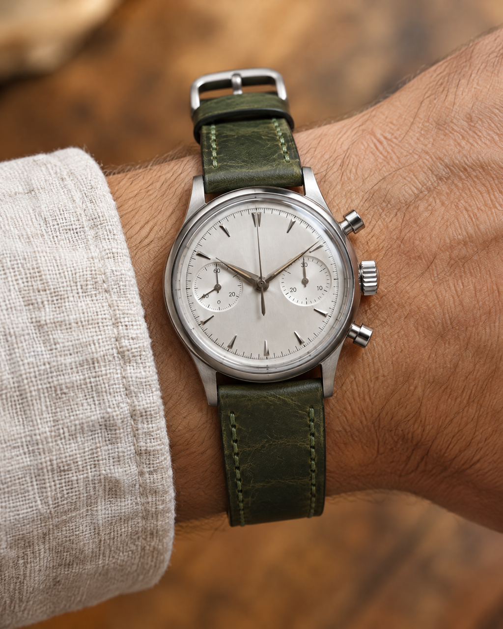 Green Waxed Pull-Up Leather Watch Strap – Handstitched