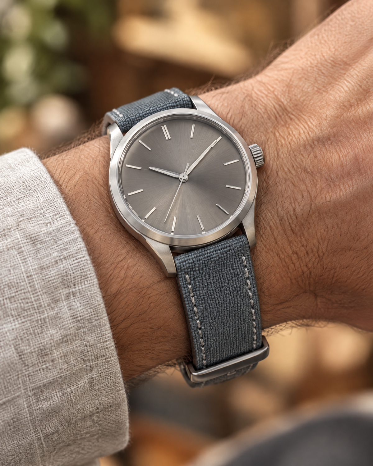 Blue Gray Sailcloth Canvas Watch Strap – Handstitched