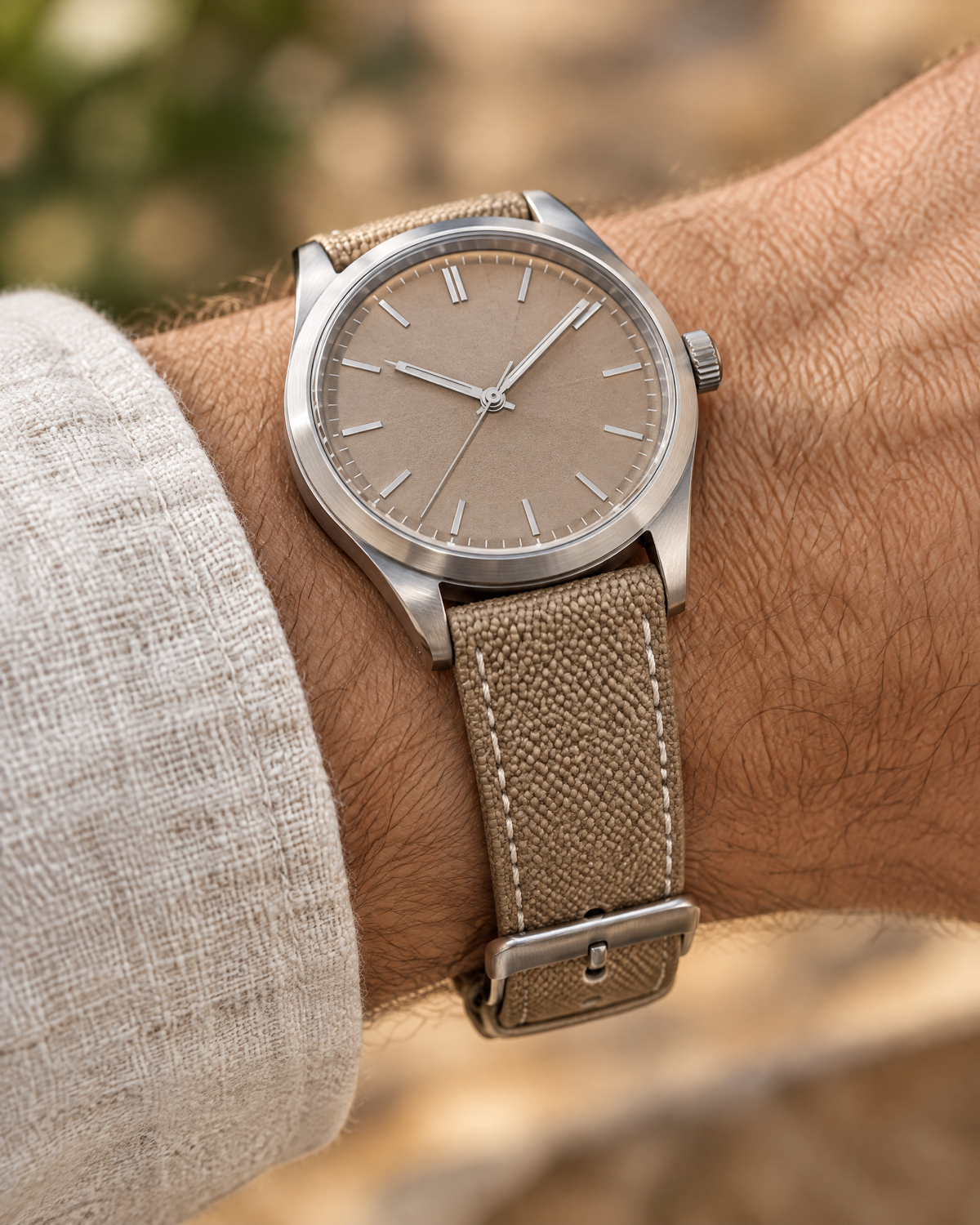 Sand Beige Sailcloth Canvas Watch Strap – Handstitched