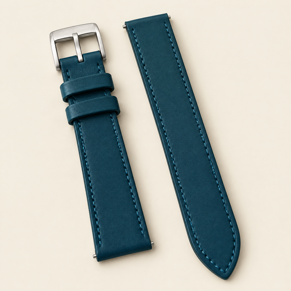 Deep Teal Blue Swift Leather Watch Strap – Handstitched
