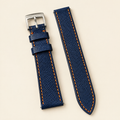 Navy Orange Epsom Leather Watch Strap – Handstitched