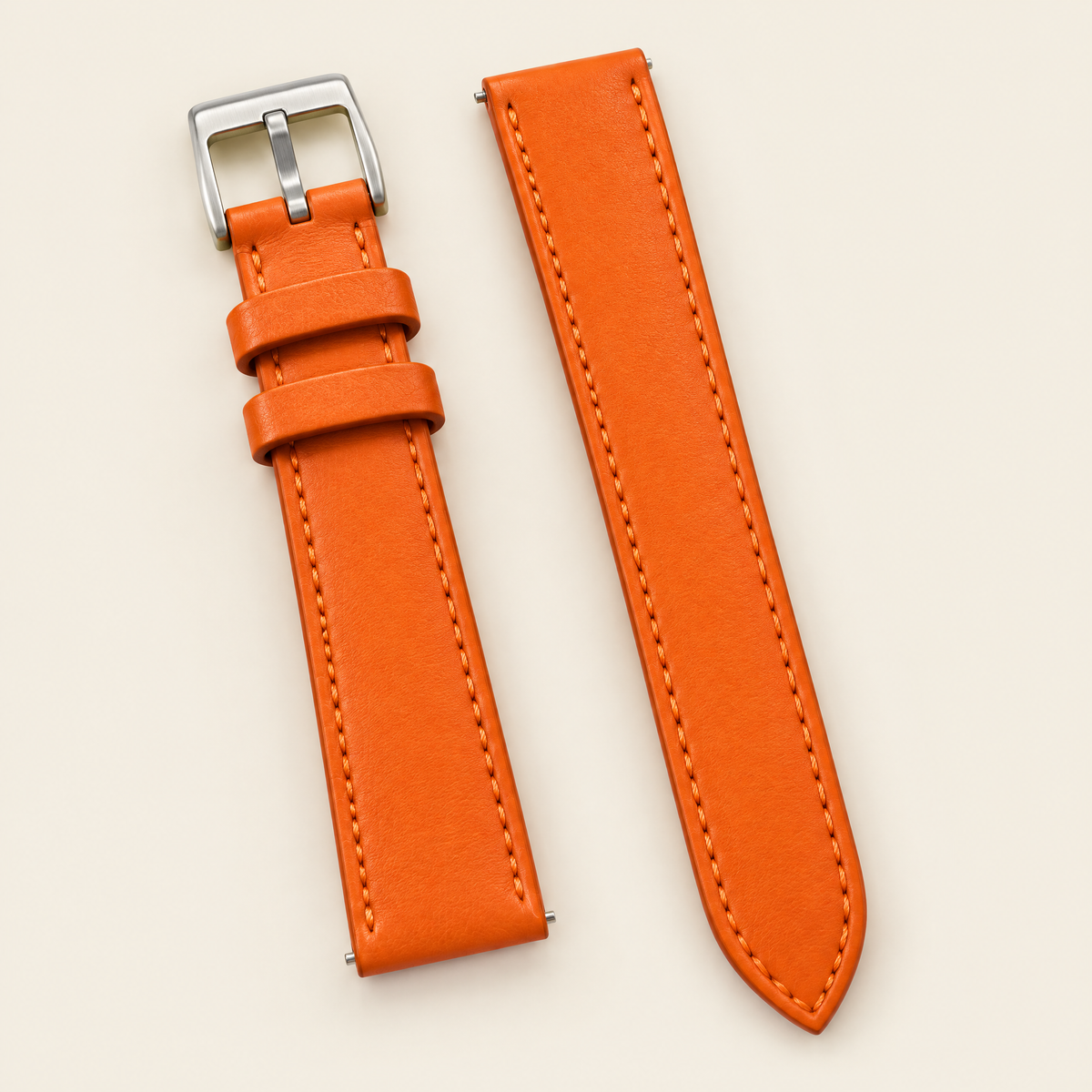 Orange Swift Leather Watch Strap – Handstitched