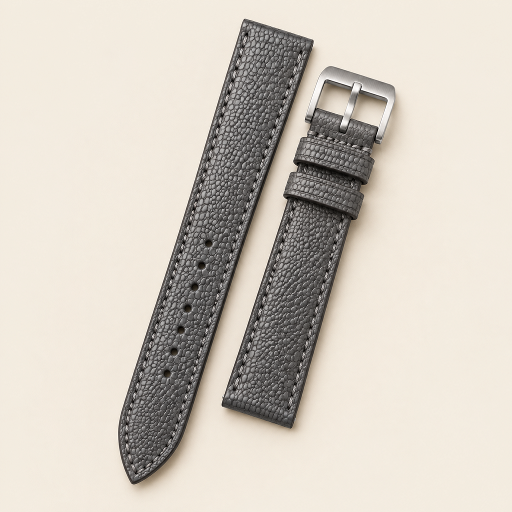 Patina Gray Beaver Tail Leather Watch Strap – Handstitched