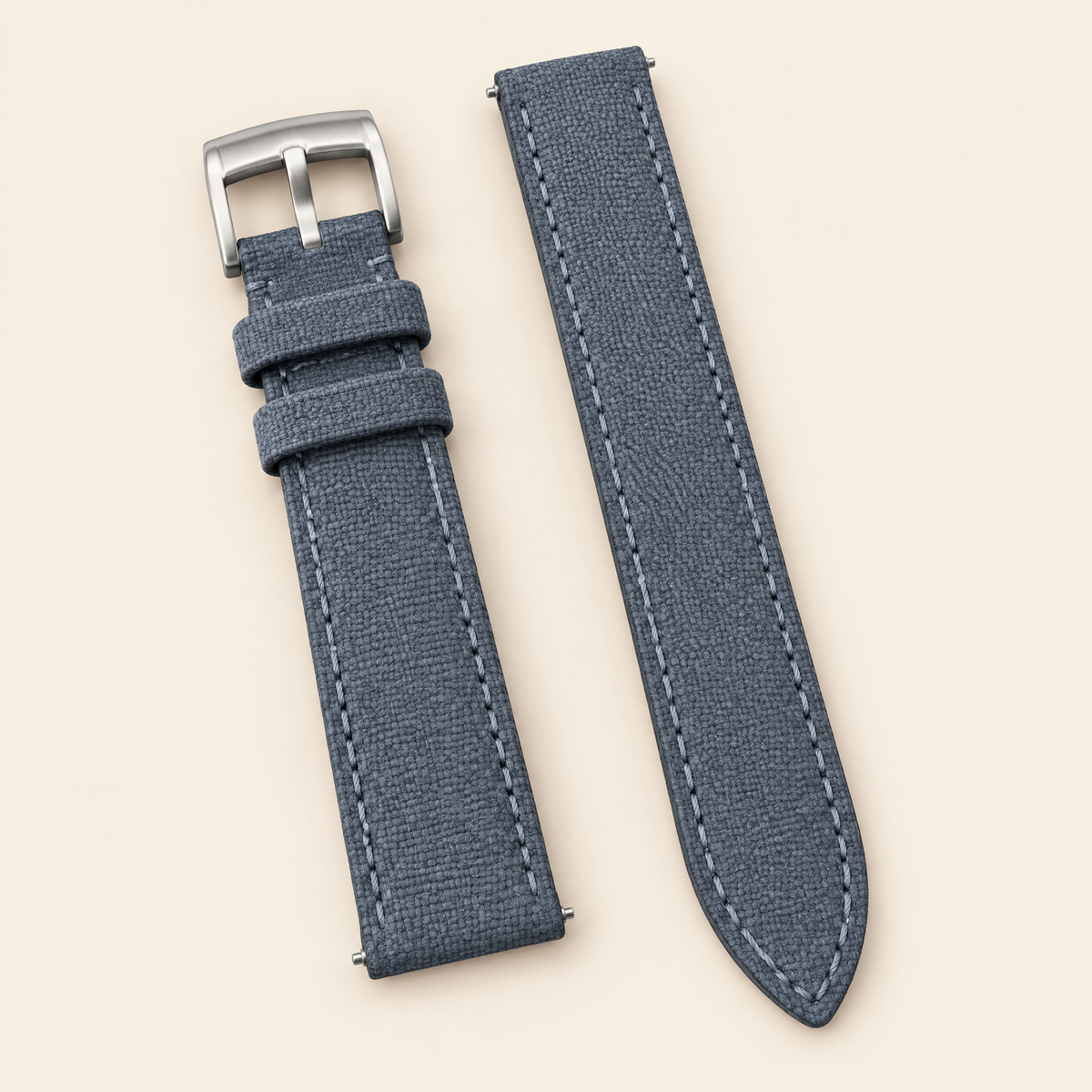 Blue Gray Sailcloth Canvas Watch Strap – Handstitched