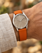 Orange Swift Leather Watch Strap – Handstitched