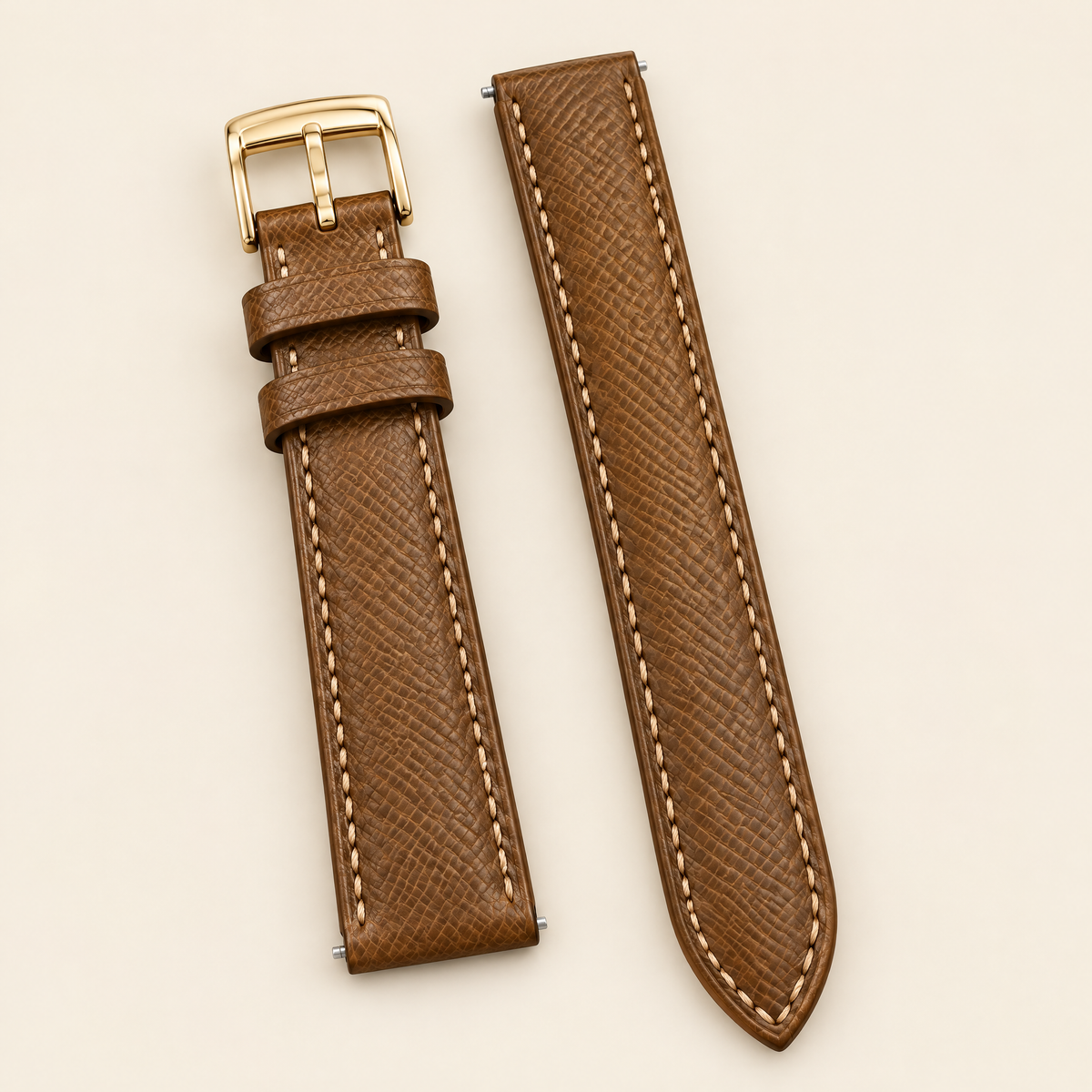 Golden Brown Epsom Leather Watch Strap – Handstitched, Padded