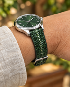 Green Stingray Leather Watch Strap – Handstitched