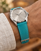 Turquoise Epsom Leather Watch Strap – Handstitched