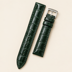 Dark Green Alligator Leather Watch Strap – Handstitched, Padded