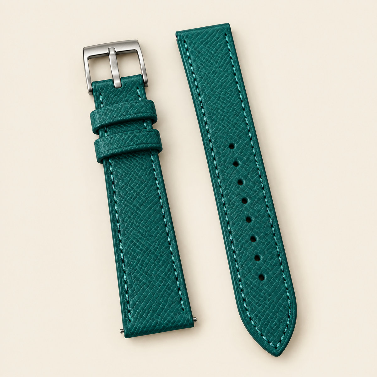 Teal Green Epsom Leather Watch Strap – Handstitched