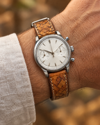 Diamond Basket Weave Tan Hand-Dyed Patina Leather Watch Strap – Handstitched