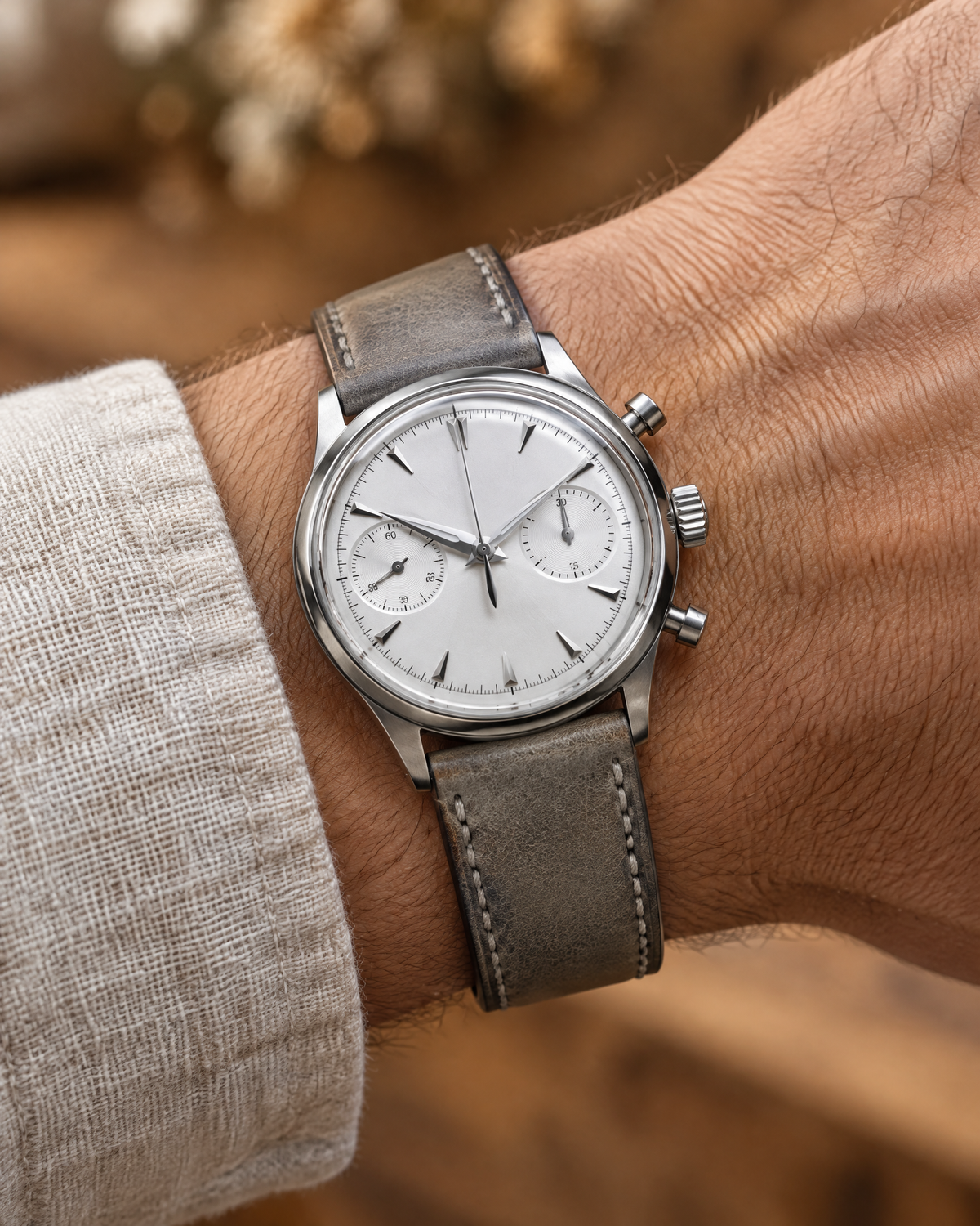 Stone Gray Hand-Dyed Patina Leather Watch Strap – Handstitched