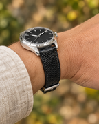 Black Lizard Leather Watch Strap – Handstitched
