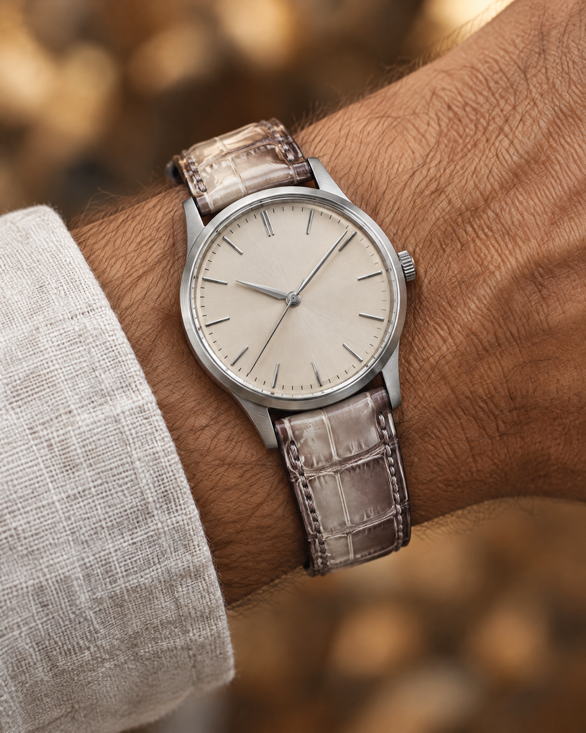 Himalayan Alligator Leather Watch Strap Flat – Handstitched