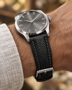Black Shark Leather Watch Strap – Handstitched, Padded
