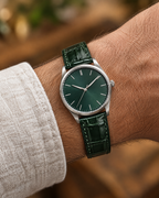 Midnight Forest Green Alligator Leather Watch Strap – Handstitched