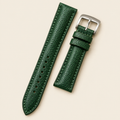 Patina Green Beaver Tail Leather Watch Strap – Handstitched, Padded