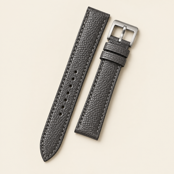 Patina Storm Gray Beaver Tail Leather Watch Strap – Handstitched