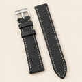 Silver Black Shark Leather Watch Strap – Handstitched