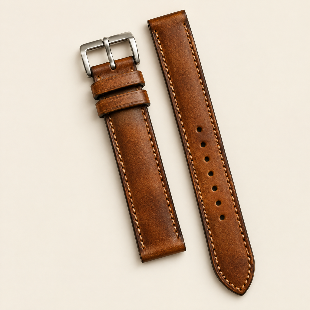 Saddle Brown Hand-Dyed Patina Leather Watch Strap – Handstitched
