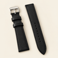 Black Swift Leather Watch Strap Flat – Handstitched