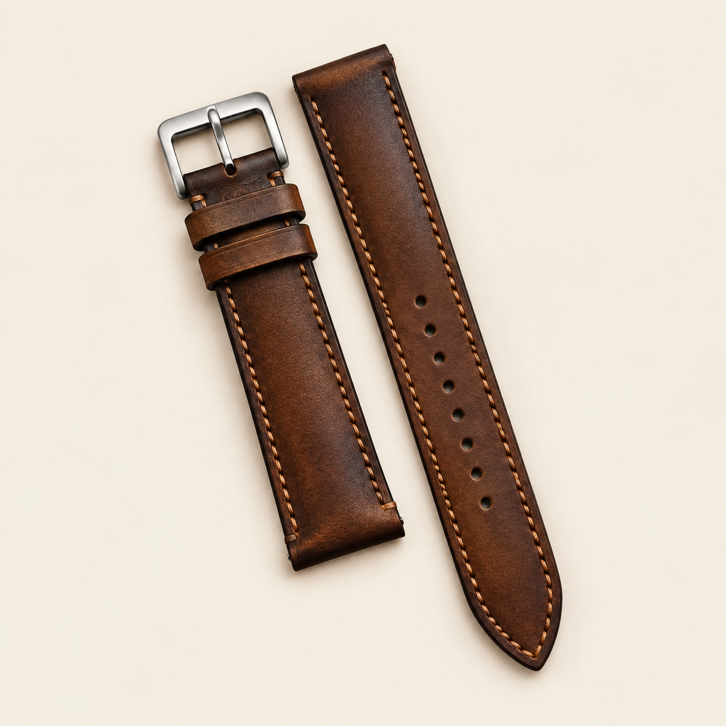 Brown Coffee Precise to the Lugs Hand-Dyed Patina Leather Watch Strap – Handstitched