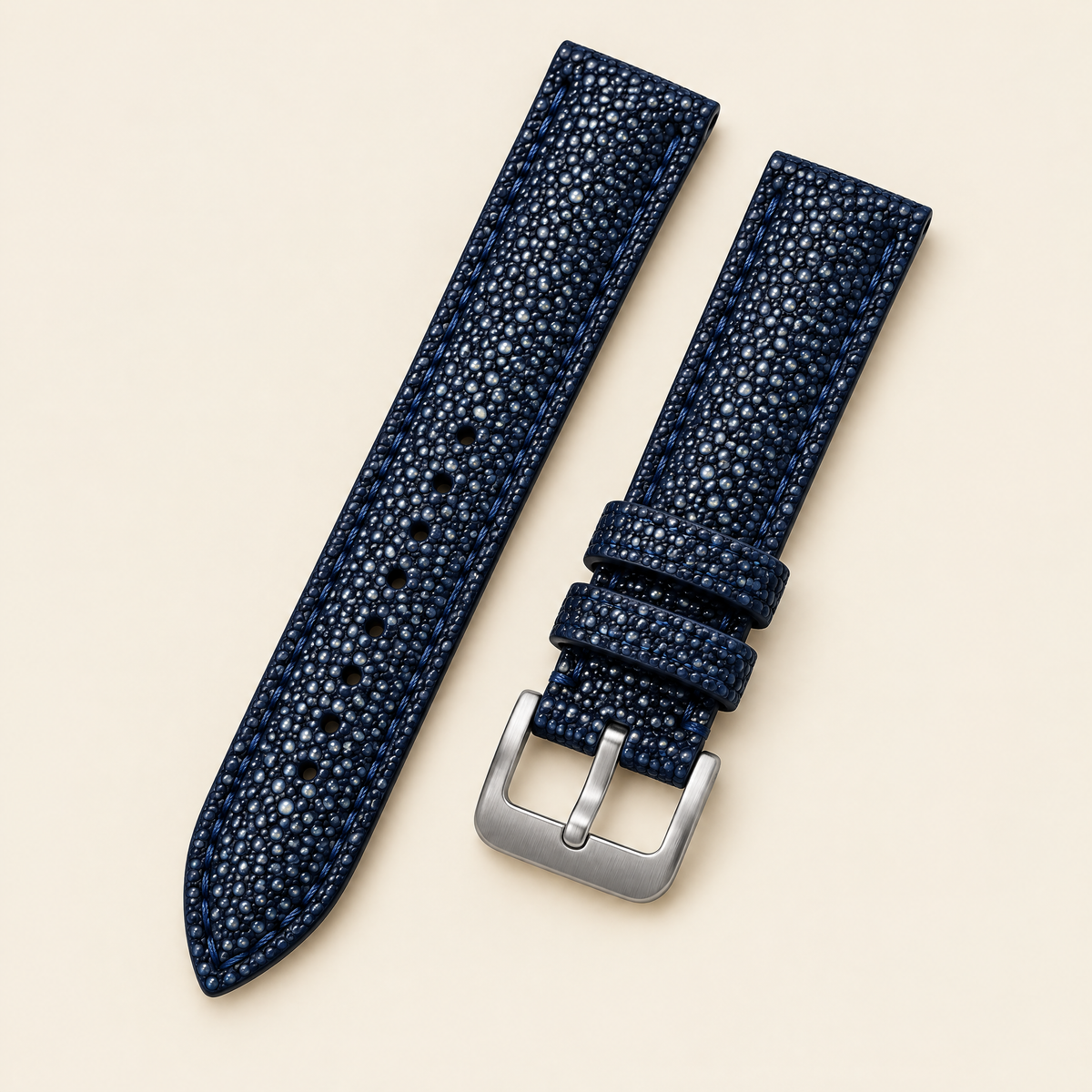Midnight Navy Stingray Leather Watch Strap – Handstitched