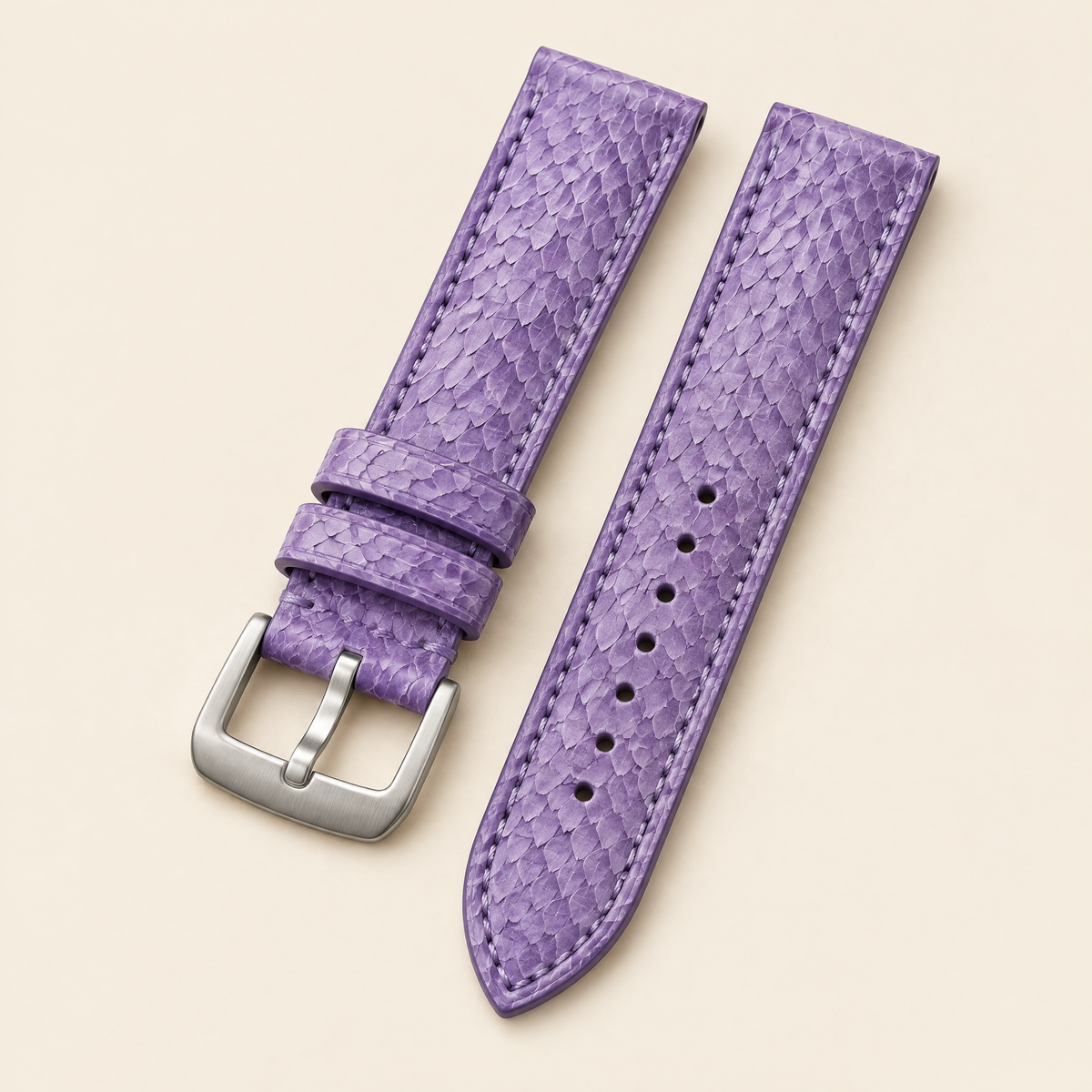 Lavender Purple Ostrich Leg Leather Watch Strap – Handstitched