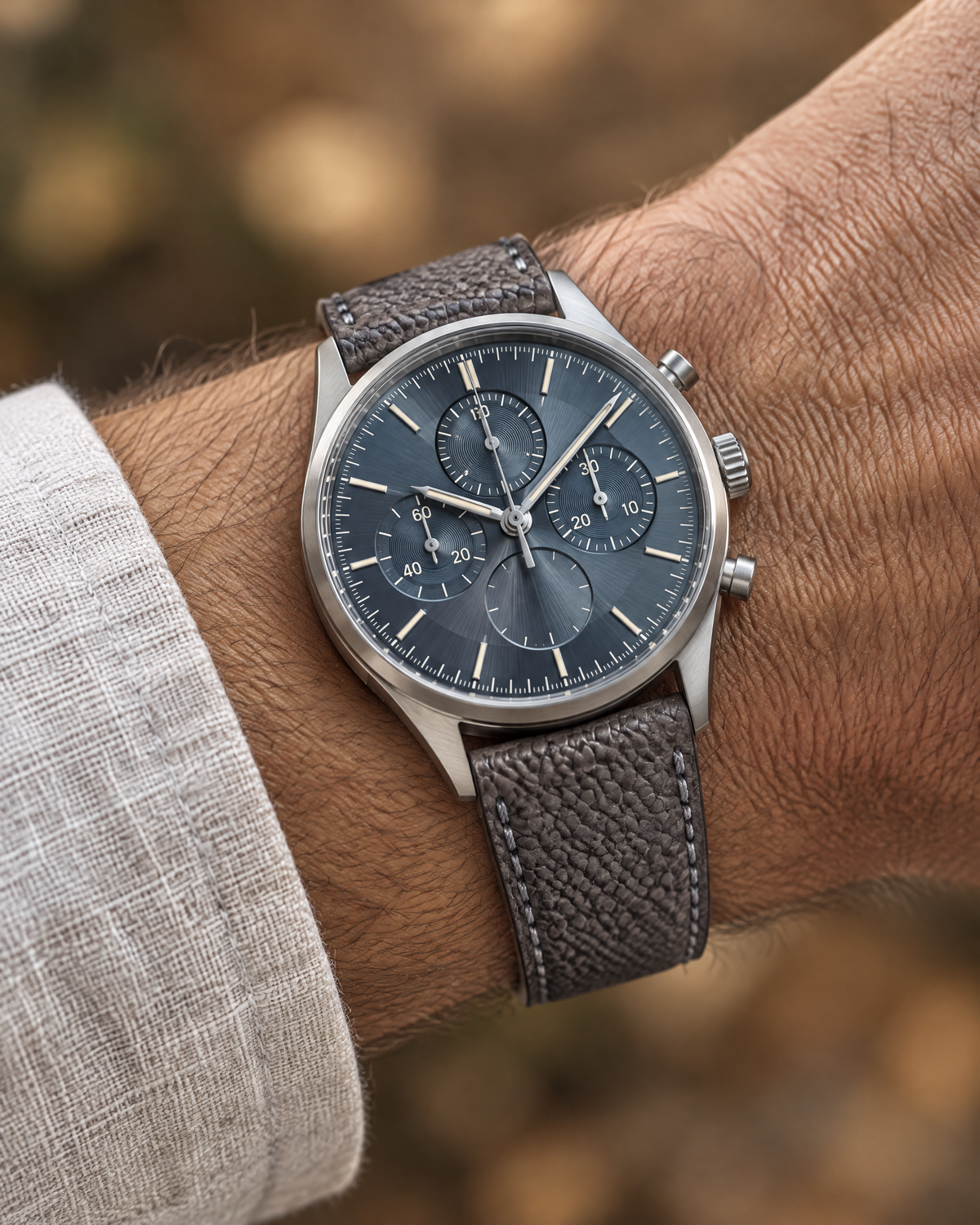Patina Storm Gray Beaver Tail Leather Watch Strap – Handstitched