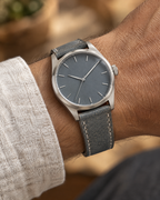Distressed Blue Gray Italian Leather Watch Strap – Handstitched