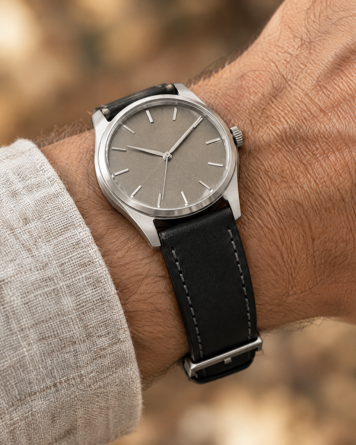 Black Swift Leather Watch Strap – Handstitched