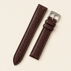 Patina Burgundy Brown Beaver Tail Leather Watch Strap – Handstitched
