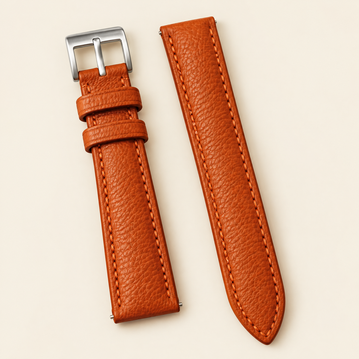 Burnt Orange Togo Leather Watch Strap – Handstitched, Padded