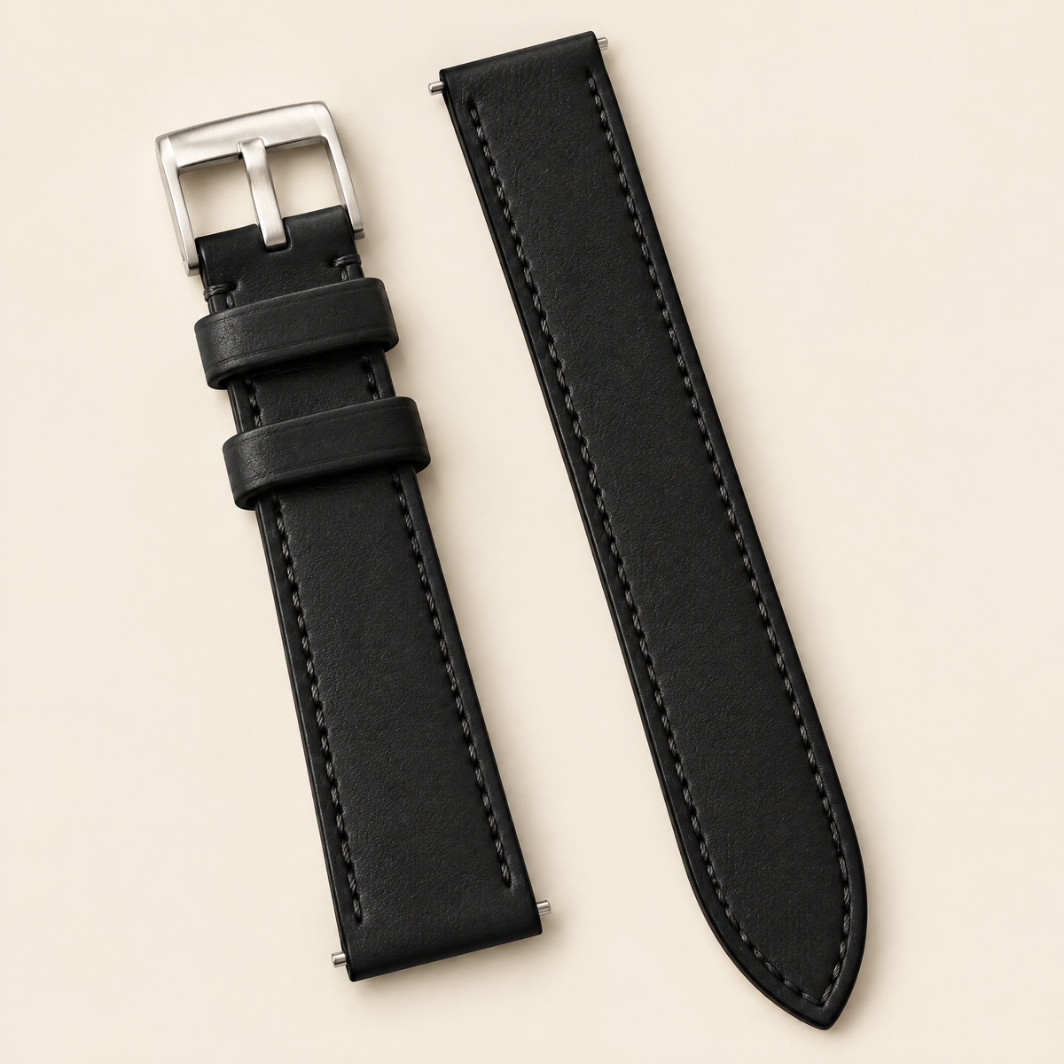 Black Swift Leather Watch Strap – Handstitched