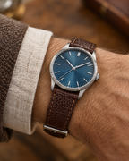 Patina Chocolate Brown Beaver Tail Leather Watch Strap – Handstitched