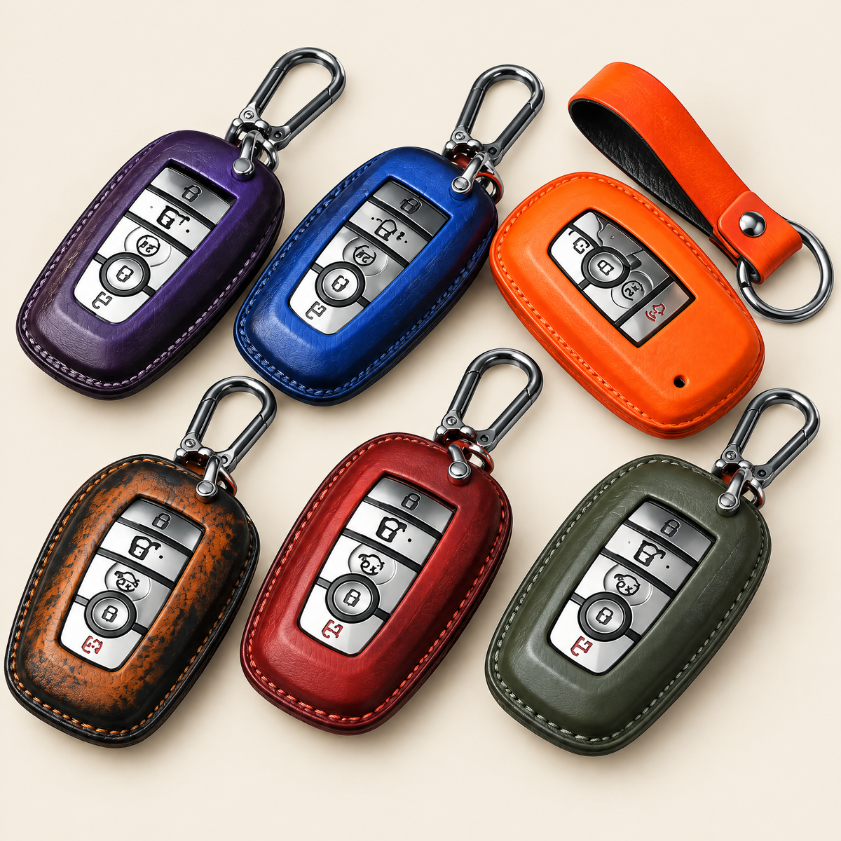 Leather Key Fob Cover Compatible with Ford F-150 – Handstitched Smart Key Case