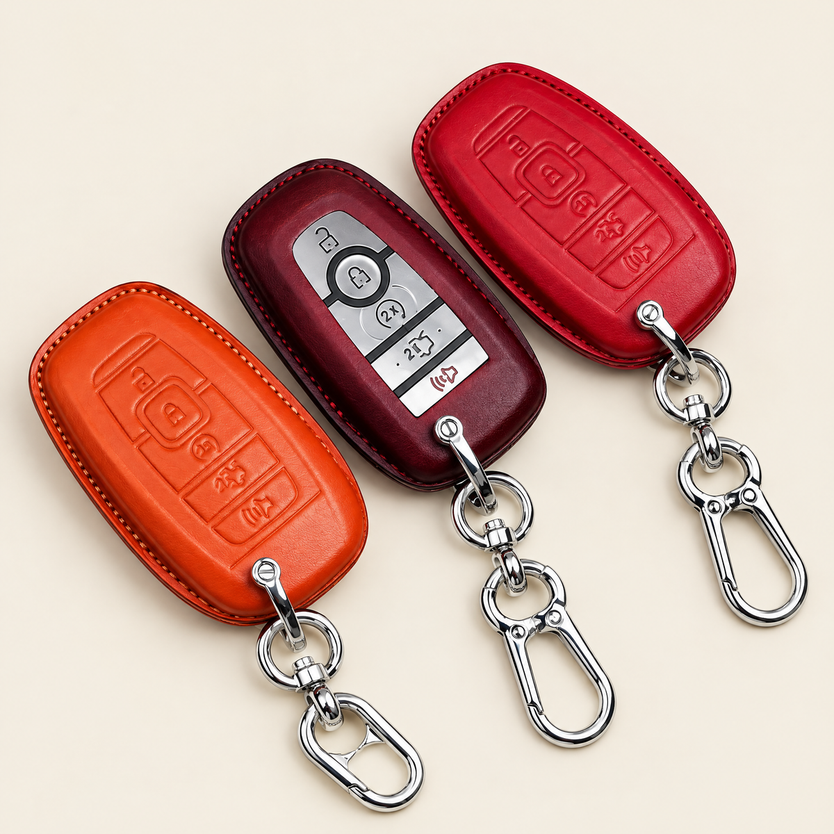 Leather Key Fob Cover Compatible with Lincoln Navigator, Aviator and Nautilus – Handstitched Smart Key Case