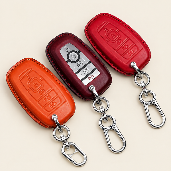 Leather Key Fob Cover Compatible with Lincoln Navigator, Aviator and Nautilus – Handstitched Smart Key Case