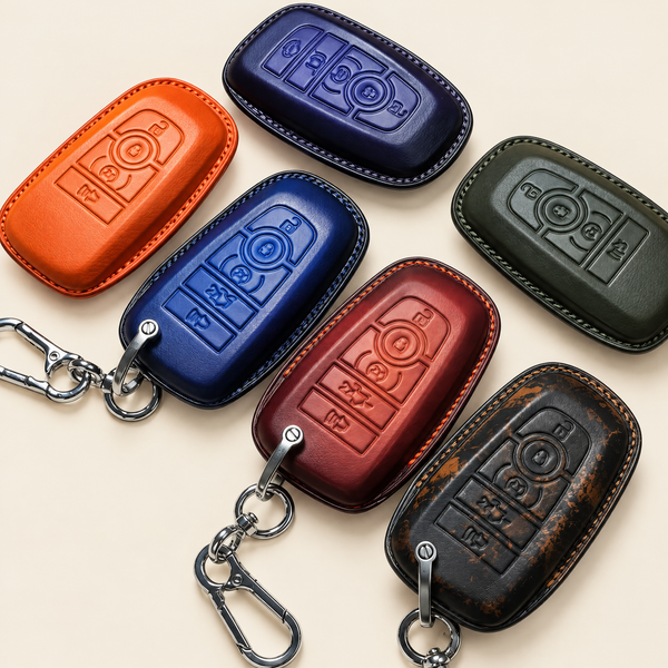 Leather Key Fob Cover Compatible with Ford Bronco – Handstitched Smart Key Case