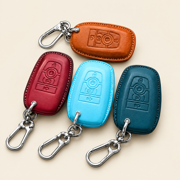 Leather Key Fob Cover Compatible with Ford Trucks – Handstitched Smart Key Case