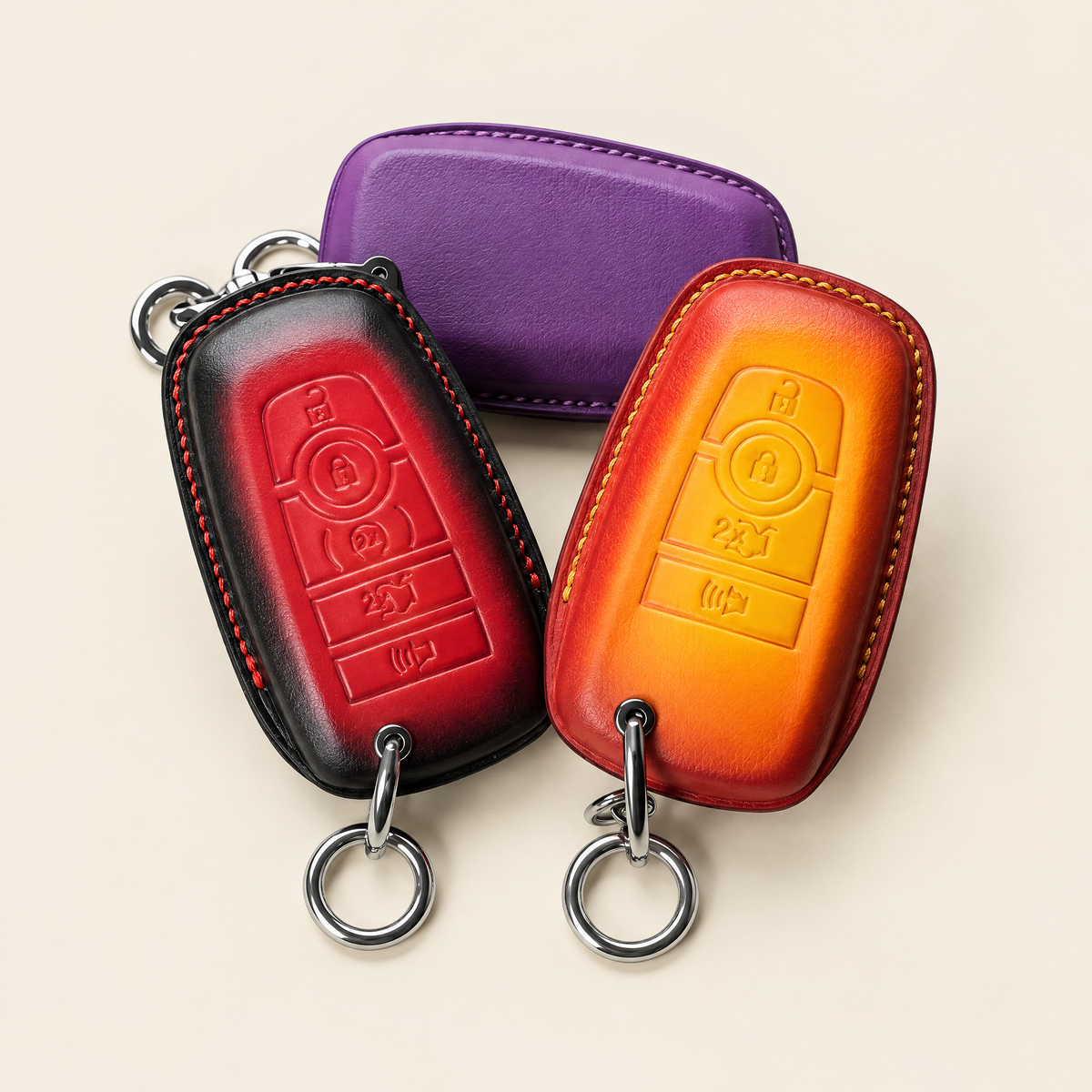 Leather Key Fob Cover Compatible with Lincoln – Handstitched Smart Key Case