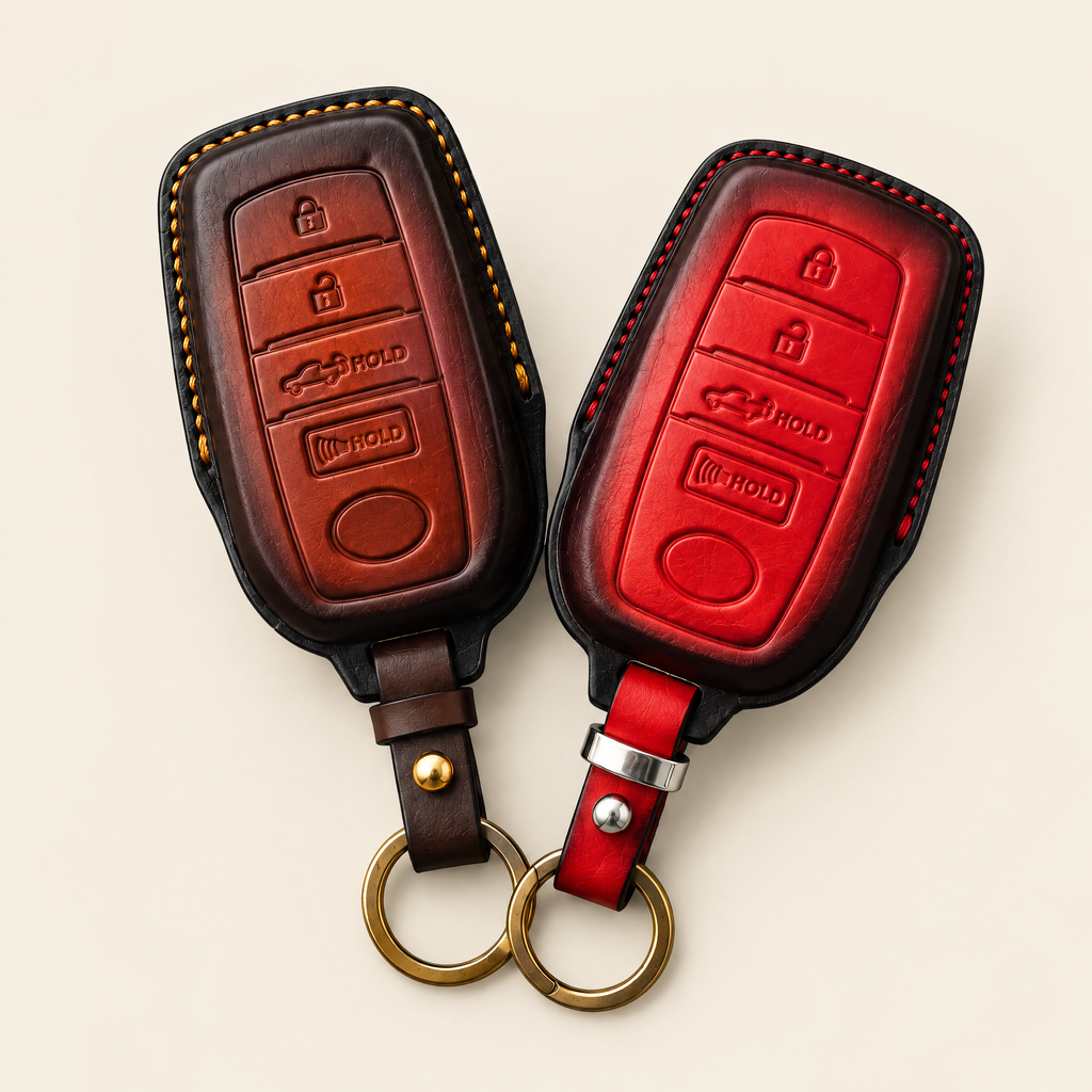 Leather Key Fob Cover Compatible with Toyota Tacoma and Tundra – Handstitched Smart Key Case