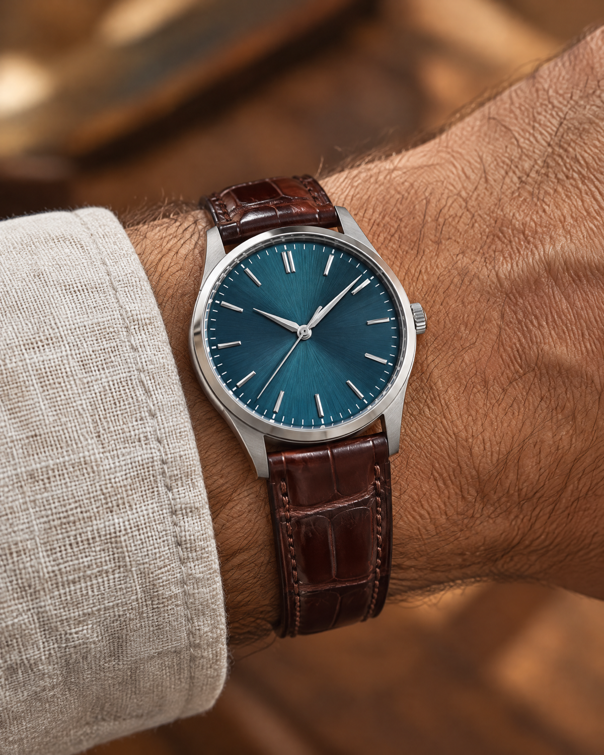 Mahogany Brown Alligator Leather Watch Strap – Handstitched