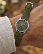 Olive Green Beaver Tail Leather Watch Strap – Handstitched