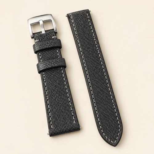 Black Gray Shark Leather Watch Strap – Handstitched