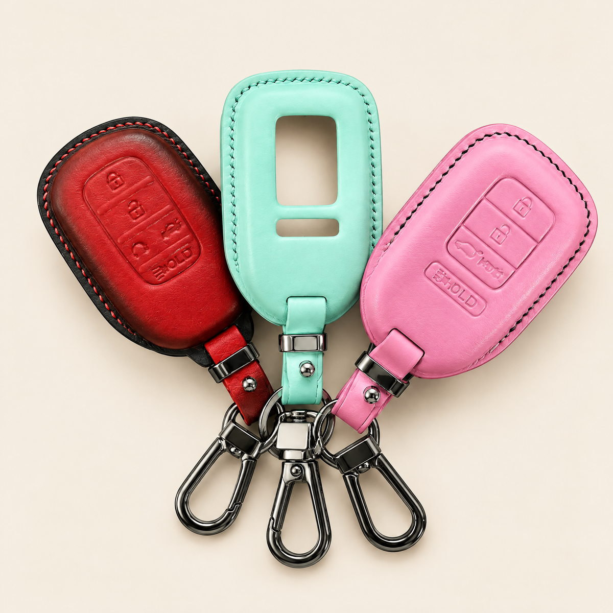 Leather Key Fob Cover Compatible with Honda Accord, Civic & Insight – Handstitched Smart Key Case