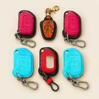 Leather Key Fob Cover Compatible with Jeep Wrangler & Gladiator Flip Key – Handstitched Smart Key Case