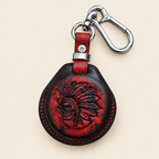 Leather Key Fob Cover Compatible with Indian Chief – Handstitched Smart Key Case